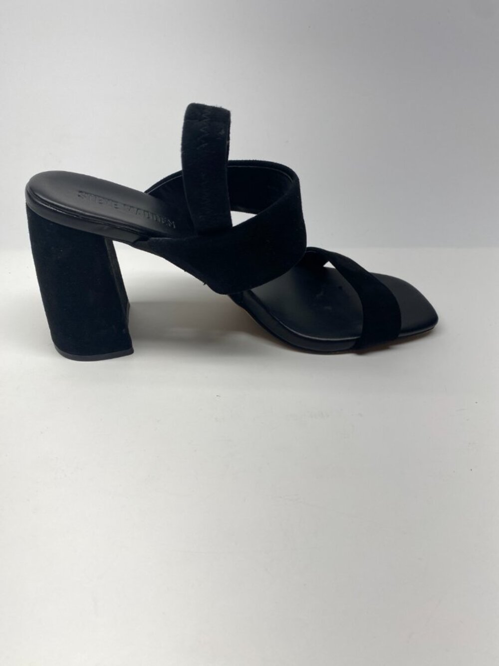 Steve Madden Women's Marbell Slingback Black Suede Block-Heel Sandals Sz 9.5 - Picture 6 of 9